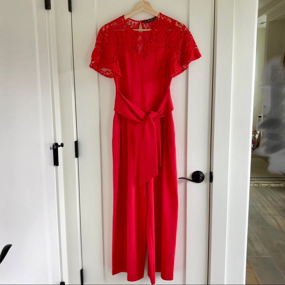 Zara Lace Jumpsuit in Red